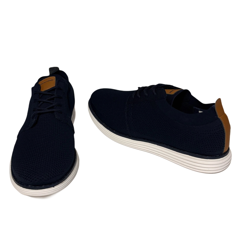 Men's Knit Lace-Up Sneakers in Navy with White Sole - Picture 4 of 9